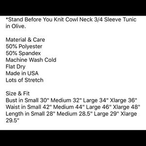 3/4 Sleeve Cowl Neck Sweater